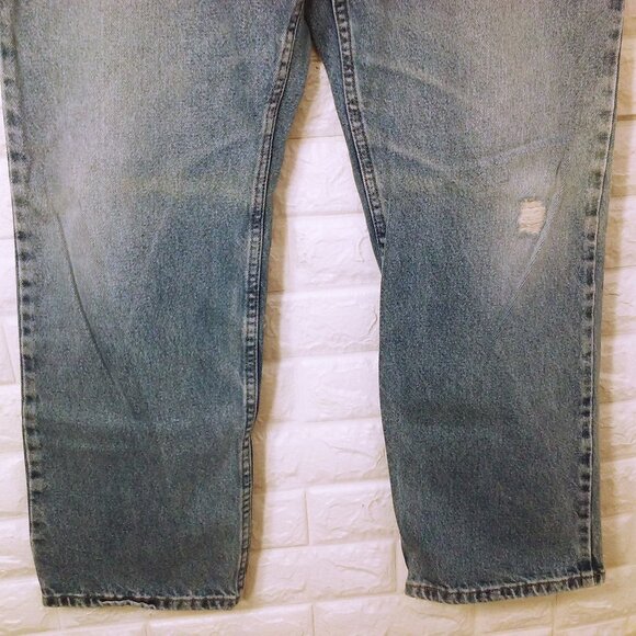 2013 Urban Pipeline UP Denim Jeans Men-38x30 Baggy Wide-Leg Faded Fray Hem Flaws - Picture 9 of 11